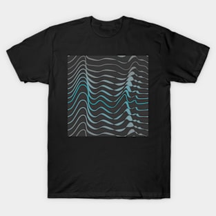 dynamic teal waves on anthracite shapelines T-Shirt